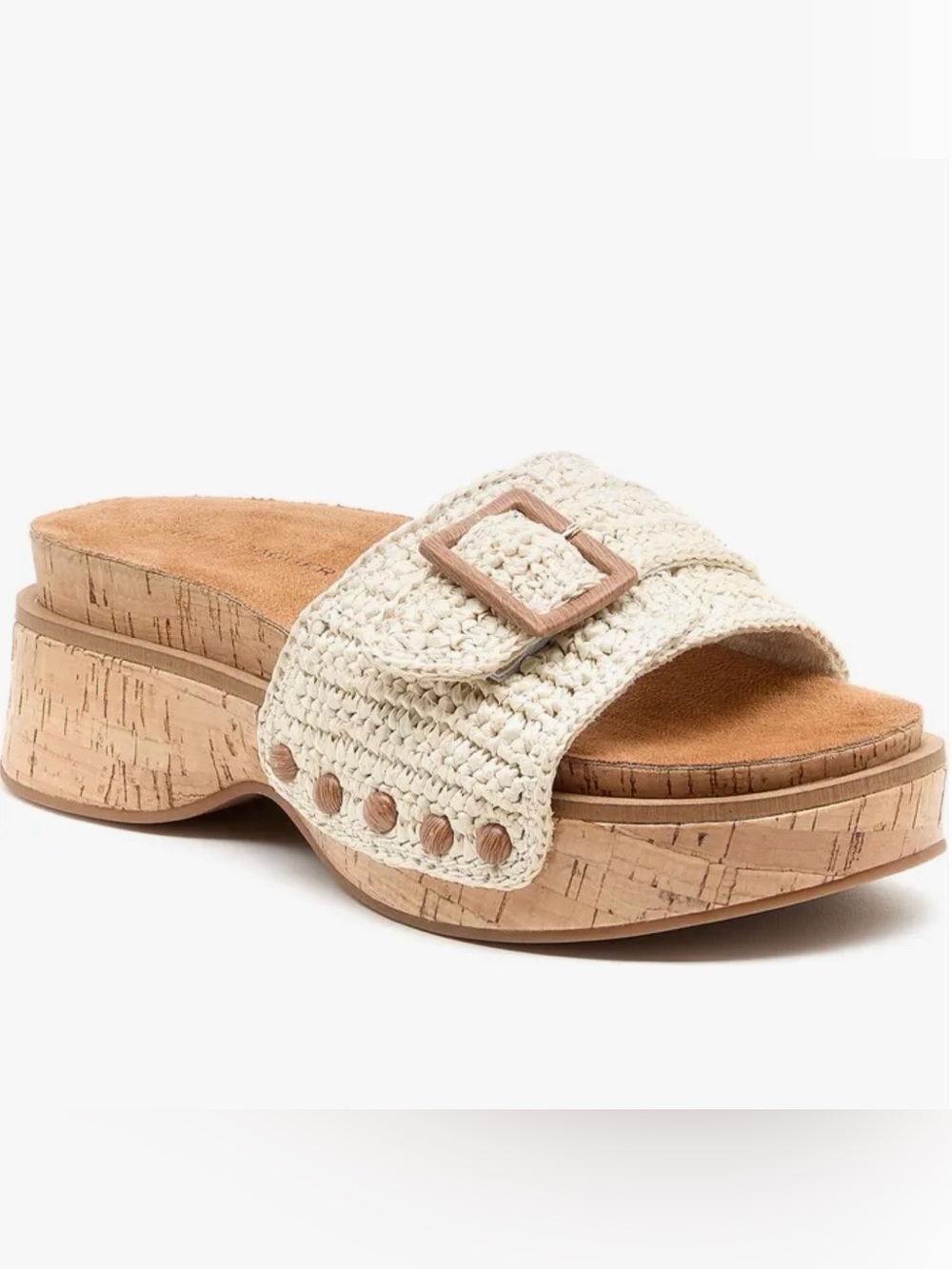 Kelsi Dagger Brooklyn Paulie Slide platform Sandals in natural raffia, size 8.5